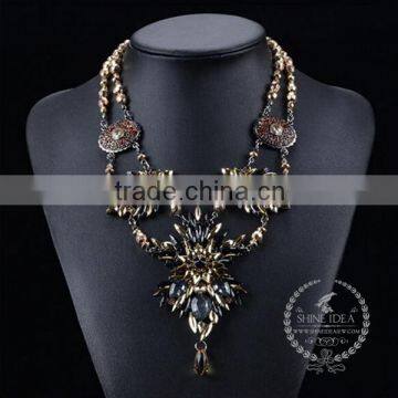 high quality vintage rhinestone chunky statement necklace tin alloy fashion women pendant necklace 6390051