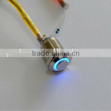 QN12-C2 waterproof switch 3V Hight Head Push Button Angel Eye BLUE Led Metal Switch Momentary