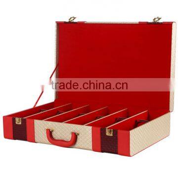 Chinese factories wholesale custom high-grade PU leather 6 bottles of red wine champagne boxes