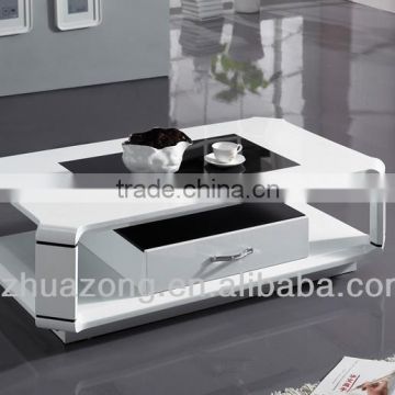 Modern Desin High Gloss MDF Coffee Table With Curved Brace