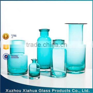 bottle shape blue glass vase glass terrarium