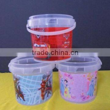 1L Colorful Food Grade Plastic Containers for Yogurt, Round Bucket with Lid