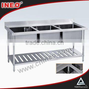 Commercial Kitchen Stainless Steel Metal Triple Sink(INEO are professional on commercial kitchen project)