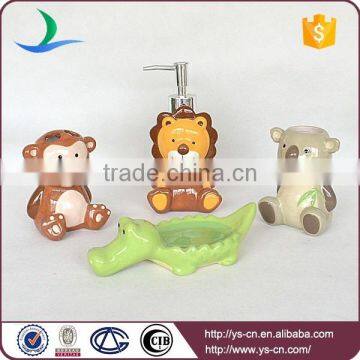 Factory wholesale ceramic 4pcs animal Kids Bathroom set for Girls