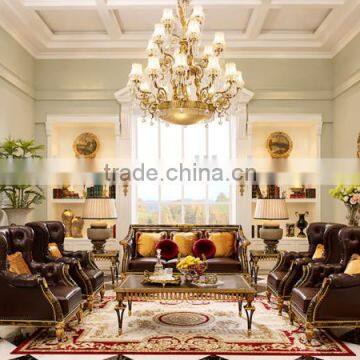 Vintage Living Room Sofa Set, Exquisite Hand Painting Wooden Sofa, Classic Button Tufted Chesterfield Sofa Couch Set photo-3