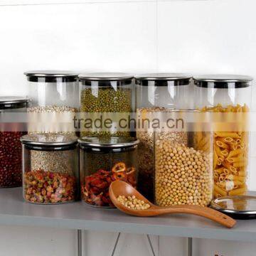Hot Sale 1000ml Cheap Price High Borosilicate Glass Lock Lock Glass Containers/squqre Glass Container With Stainless Steel Lid