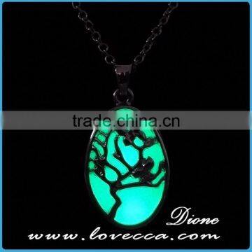 Luminous Necklace Magical Aqua Blue Tree Round Glow In Dark photo-4