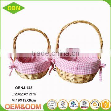 Cute fancy wicker basket for gift with handle for easter