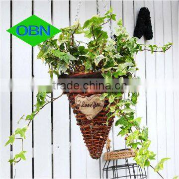 Hot sale wicker decor wholesale rattan flower basket hanging basket