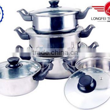 Yiwu promation 5PCS Stainless Steel Cheap Cooking Pot(with glass lid)