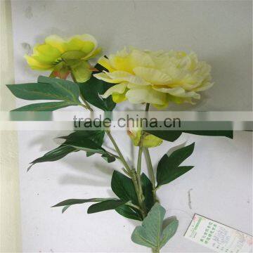SJ20170054 Artificial Yellow Fabric Peony Flower for Indoor Decoration photo-3
