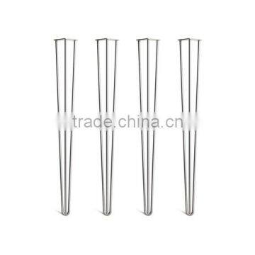 Chrome Plated Steel Leg 28 Inch 3 Rod Outdoor Hairpin Table Leg