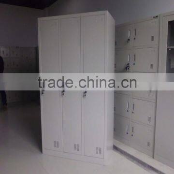 Three-door Steel School Locker With Clothes Hanger and Mirror photo-2