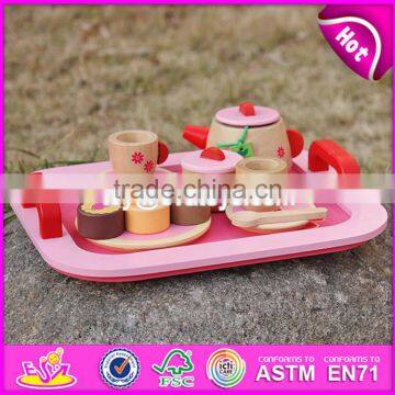 2017 New Design Pretend Play Toys Girls Pink Wooden Tea Set Toy W10B181 photo-4
