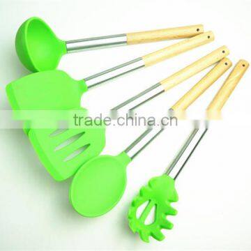 33058 Silicone Kitchen Cooking Utensils With Wooden Handle photo-6