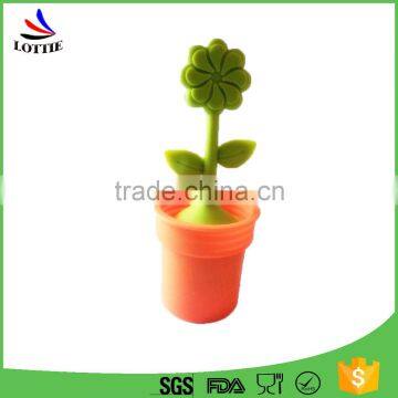 Lottie supply fashion food garde Eco-friendly non-toxic pot plant shape silicone tea infuser