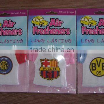 2015 novelty FCB fans jersey for car interior mirror freshener with vanila fragrance