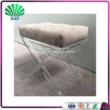 High Quality Stool Chair Soft Cushion Piano Stool X-Shape Transparent Acrylic Stool Legs