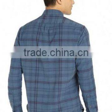 Hot Men's Blue Check Cotton Shirt MSRT0077 photo-2