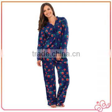 Flowers Flower Print Rose Fleece Warm Winter lady winter pajama