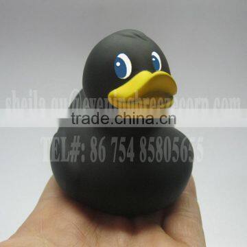 wholesale promotional black rubber duck with logo imprint , floating black duck, baby black bath duck toy