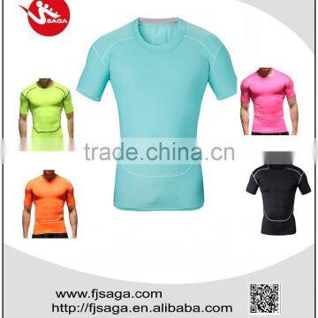 2017 New Mens short sleeve custom running compression shirts