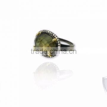 Sterling Silver Gemstone Ring with Green Quartz