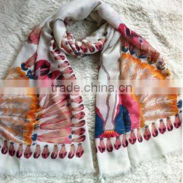 latest style fashion indian fellow printed cotton frayed ladies fashion scarf