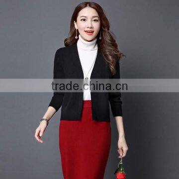 2017 Spring fashion v-neck loose official sweater in office cardigan sweater for girls