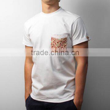 Custom Men Short Sleeve Cotton t Shirt With Printed Pocket Wholesale photo-2