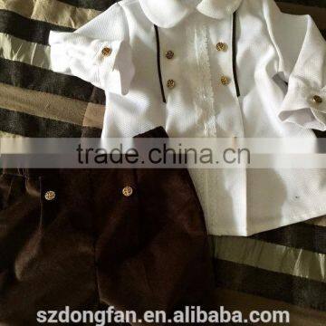 Baby Boys Posh Clothing Children White Chevron Shirts And Pants Outfit Baptism Sets photo-2