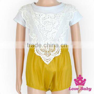 HYB143 Lovebaby Wholesale Hot Summer Lace & Cotton Rompers Pierced Pattern Girls Rompers Baby Summer Romper photo-2