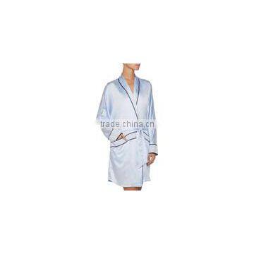 Custom Made 100% Polyester Hand Wash Sky-Blue Silk Night Gown for Women photo-2