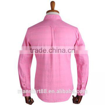100% Cotton Pink Long Sleeve Casual Men Shirt photo-2