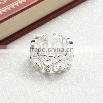 Copper Open Adjustable Rings Silver Plated Hollow Heart photo-2