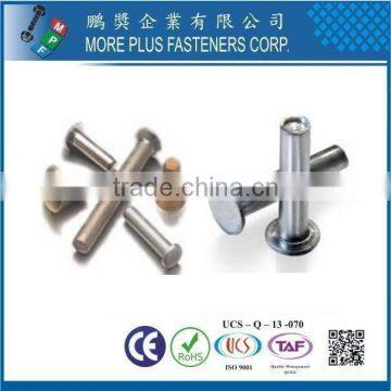 Taiwan Stainless steel 18-8 Chrome plated steel Nickel plated steel Copper Brass Semi Tubular and Solid Rivet