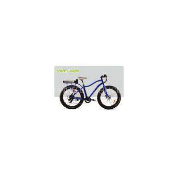 Blue Beach Cruiser Electric Bike Fat Tire 48V 750W Shimano 6 Speed Snow Road