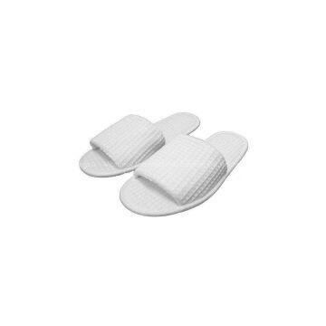 Hotel White Cotton Waffle Slippers