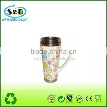 heart shaped ceramic coffee cup , outside ceramic inside stainless steel coffee mug