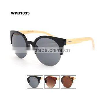 fashion UV400 natural bamboo PC frame sunglasses WPB1035