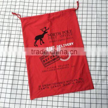 Wholesale cheap back santa super cotton sacks with drawstring christmas high quality canvas gift sacks bags