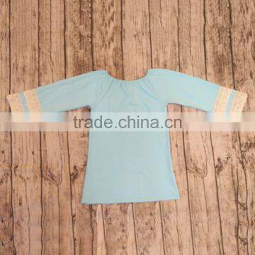 Autumn latest wholesale blue T-shirts with cotton lace in cuff latest formal shirt designs for baby