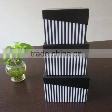 Gift Box Set - Gift Box Stripe Square Lime Set of 3 Black