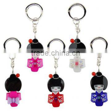 2013 Souvenir Acrylic Keychain,Acrylic Keyring Wholesale Japanese Lady Carabiner Keyrings