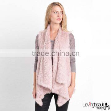 SJ014-01 Wholesale Factory 1*2 Knit Rabbit Fur Gilet Coat/Latest Coat Women