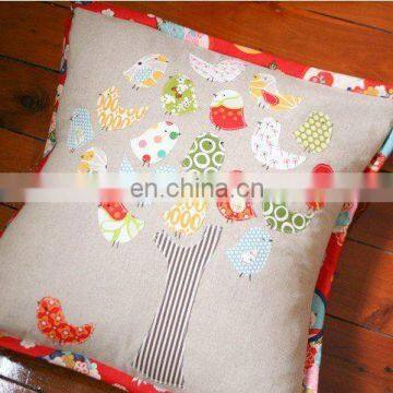 Appliqued decoration cushion cover with hemstitch