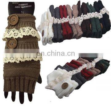 Retron lace trim arm warmer knit button arm warmers crochet arm warmers 7 colors