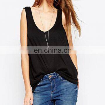 Lady drape details Loose tank top manufacturer in Guangzhou