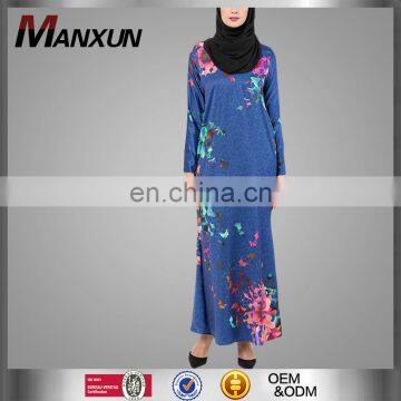 Hot Sell New Burqa Designs In Dubai Photo Long Sleeve Printing African Dresses Muslim Women Dress Pictures