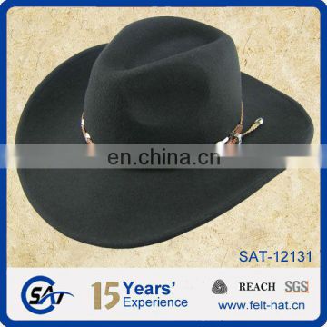 folding pure wool felt cowboy hat for wholesale